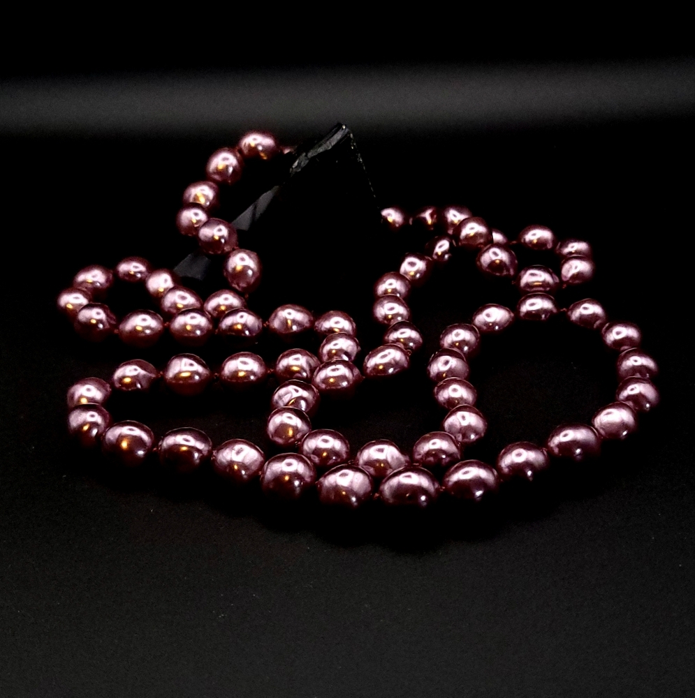 Hand Knotted Faux Pearl Necklace 40"